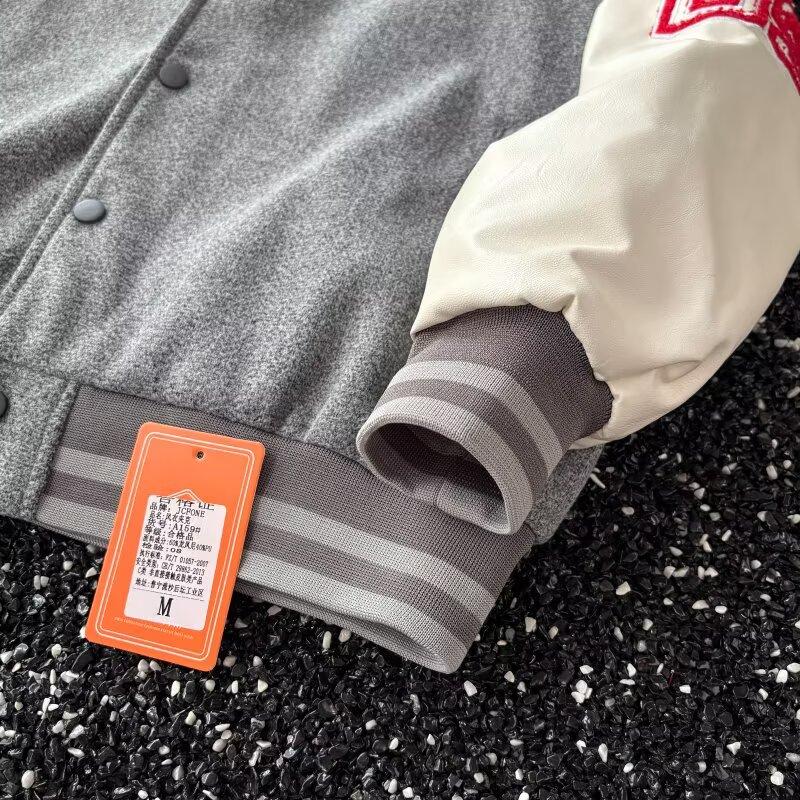 New American Style High Street Workwear Jacket for Men, Autumn Winter Casual Baseball Jacket, Trendy Retro Bomber Jacket for Couples