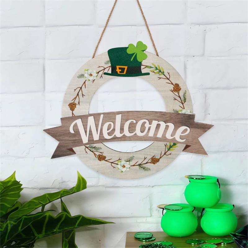 Welcome Door Sign Christmas Decors Seasonal Front Door Wood Welcome Sign with Interchangeable Farmhouses Wall Hangings