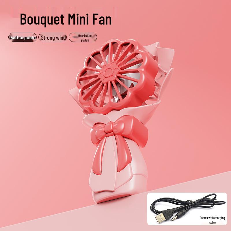 Portable Mini Cartoon Flower USB Desk Fan - Student Gift