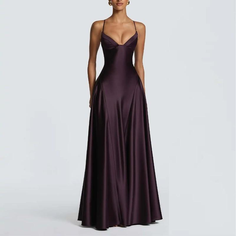 Elegant Slim Fit Solid Color French Style Sleeveless Maxi Dress High Waist 2026 Womens Casual Office Wear
