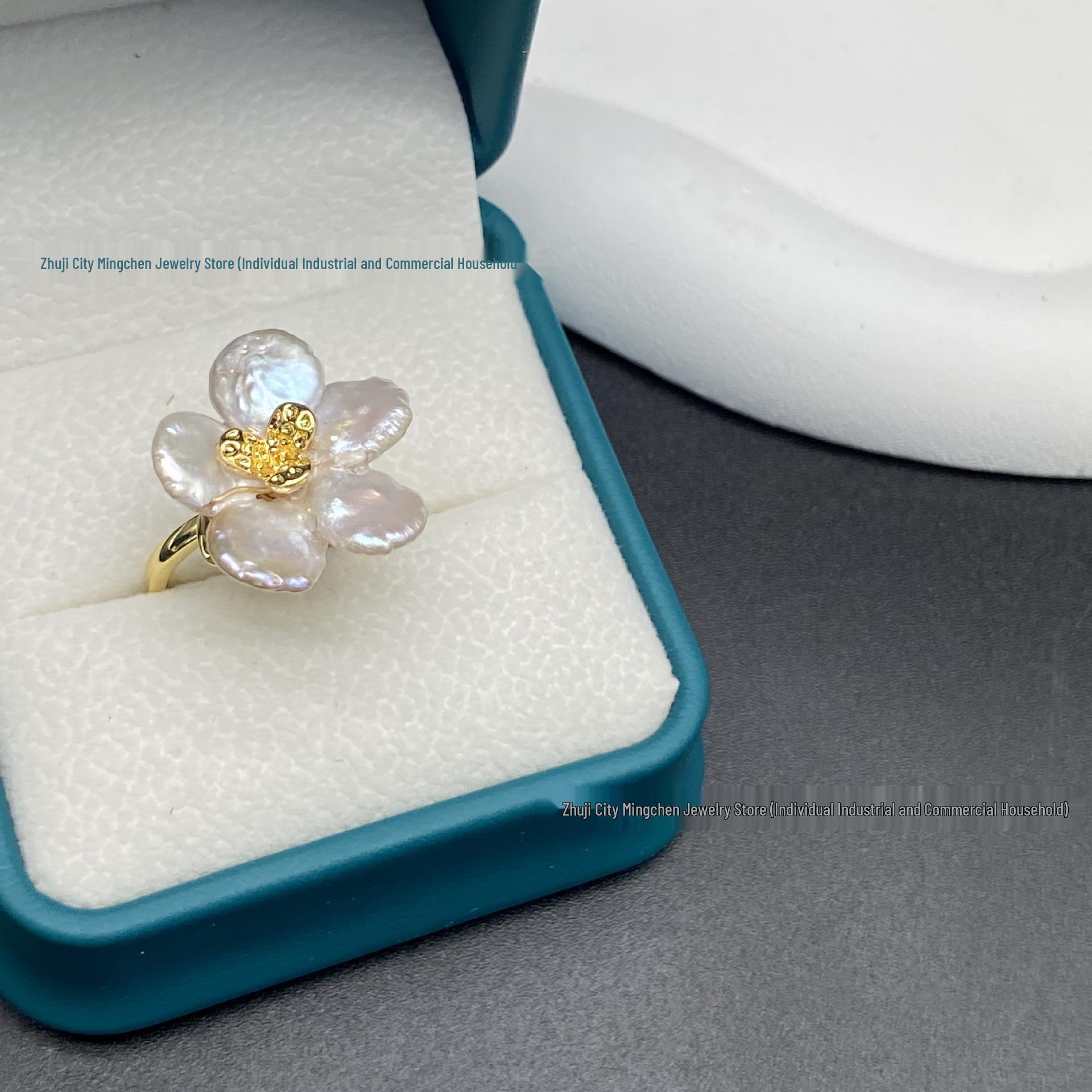 Handmade Baroque Freshwater Pearl Earring & Ring Set with 14K Gold Filled Wire 7-8mm