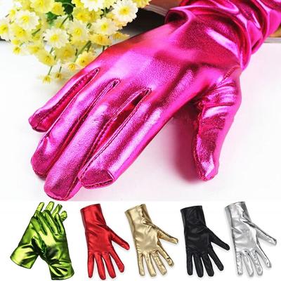 Etiquette Shiny Women Leather Gloves Cosplay Gothic Punk Driving Gloves Thin Style Wedding Gloves Party