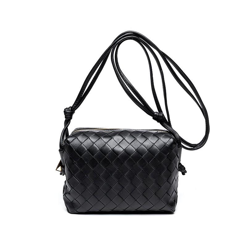 Womens Crossbody Bag Genuine Leather Woven Shell Design Medium Pillow Shape Daily Use Fashion Accessory