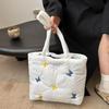 Soft Quilted Women's Purse Tote Underarm Bag Large Capacity Commuter Ladies Handbags Butterfly Embroidery Female Shoulder Bag