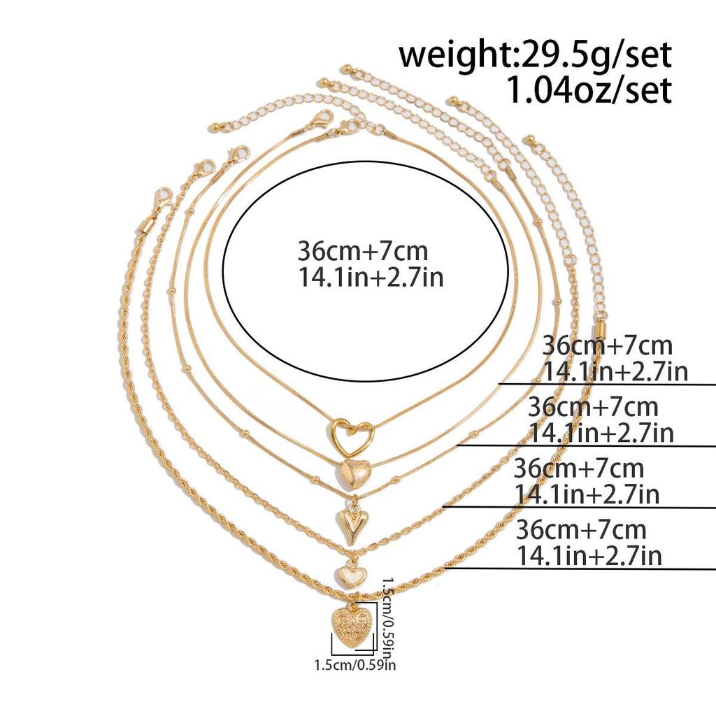 Trendy Metal Bowknot Heart Layered Clavicle Necklace