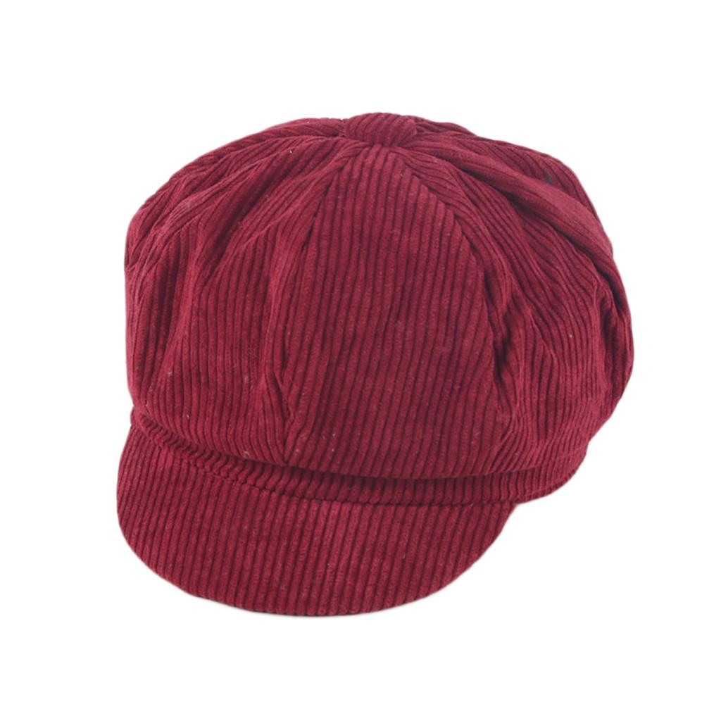 Children  Color Corduroy Retro Beret Leisure Tongue Cap