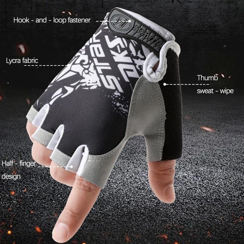 Fitness Cycling Gloves Anti Slip Shock-Absorbing Summer Half Finger Gloves Men Women Biking Fishing Breathable Sunscreen Gloves 6
