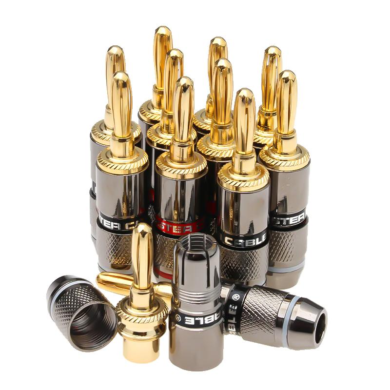 

10Pcs 4mm Gold Plated Copper Banana Plug Connector For Audio Video Speaker Adapter Cable Wire Amplifier Terminal Connectors Kit