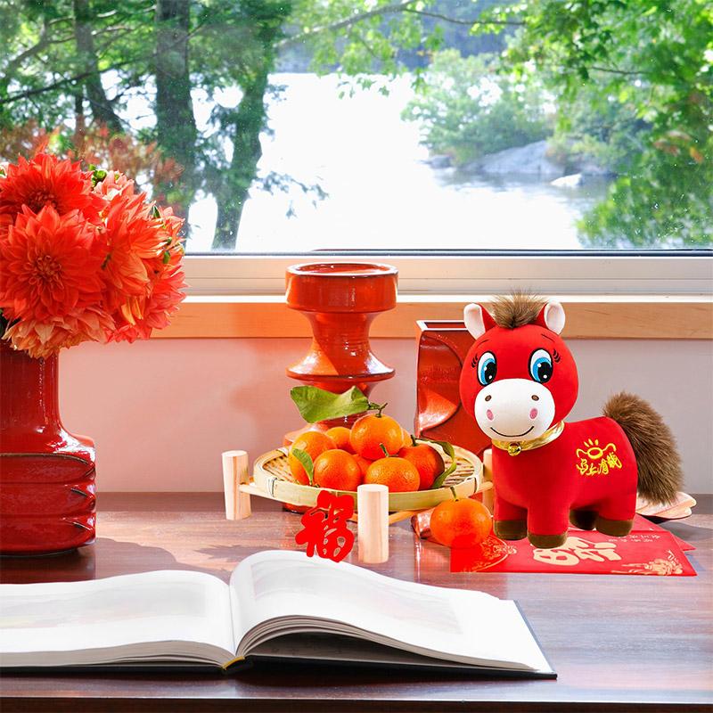 Of Year The Horse Mascot Crying Horse Pendant Charming Bag Keychain Doll Joyful Red Horse Plush Toy Children'S Gifts Keyring