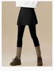 Plus-Size Micro-Flare Skirted Leggings for Women - Warm, Thick, Velvet Base Layer for Spring & Autumn