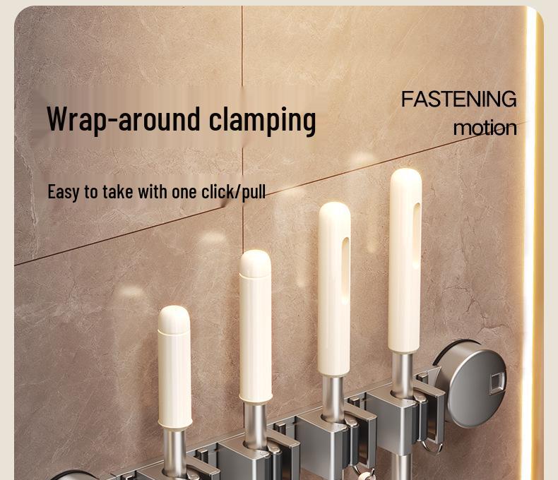 Saugbecher-Mopp- und Besenhalter - Bohrerfreie Wandmontage für die Badezimmeraufbewahrung