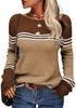 2025 European American Striped Color Block Knit Sweater: Autumn/Winter Women's Fashion Pullover