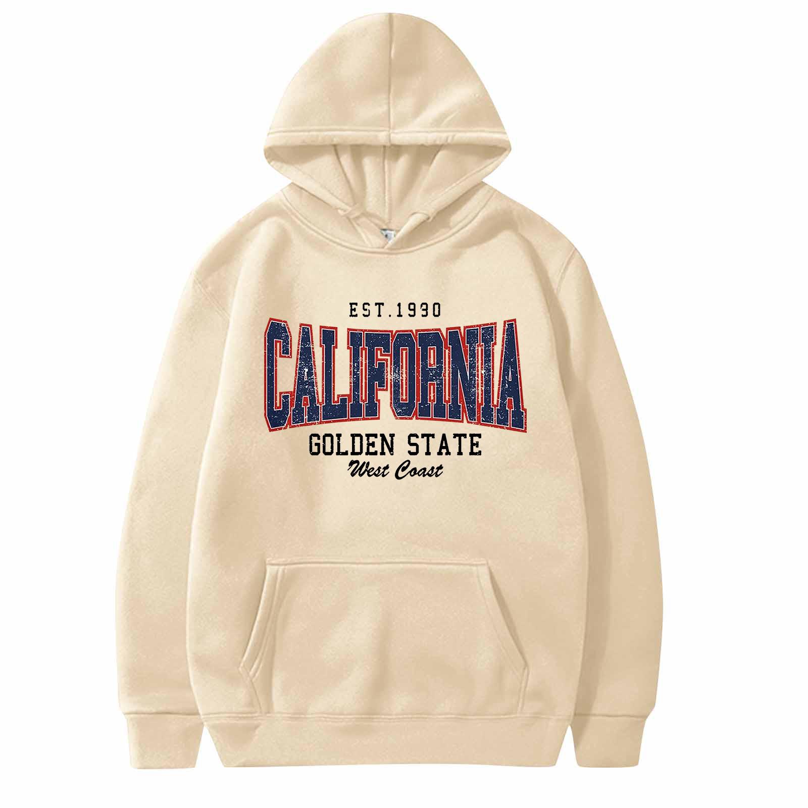 Унисекс модный повседневный свободный плюшевый пуловер с длинными рукавами и круглым вырезом с капюшоном из веревки L бежевый