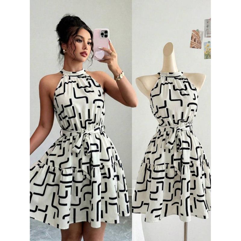 Europe, America 2026 summer new casual elegant waist thin holiday style sleeveless dress women S