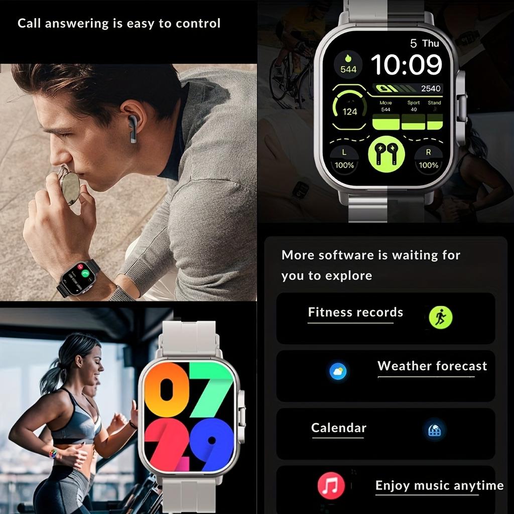2.01" HD Smartwatch with TWS Earbuds Wireless 5.3, Sports & Fitness Tracker, Weather Alerts, Calendar, Breathing Exercises - for iPhone & for Android