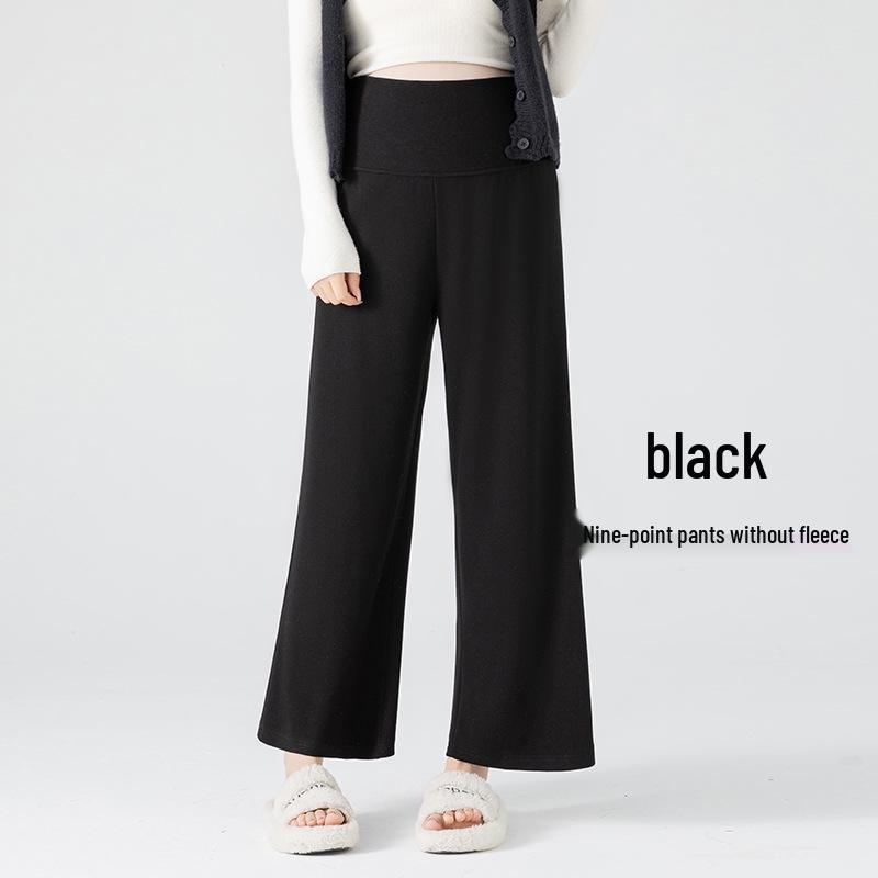 2025 Plus Velvet Maternity Wide-Leg Pants - Soft, Drape, Nine-Point Length for Autumn/Winter, No Belly Support. M