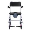 Shower Commode Wheelchair with 4 Lockable Wheels, Footrests, Flip-up Arms, 3-Level Adjustable Height, 5L Removable Bucket, 350 LBS Capacity, Commode