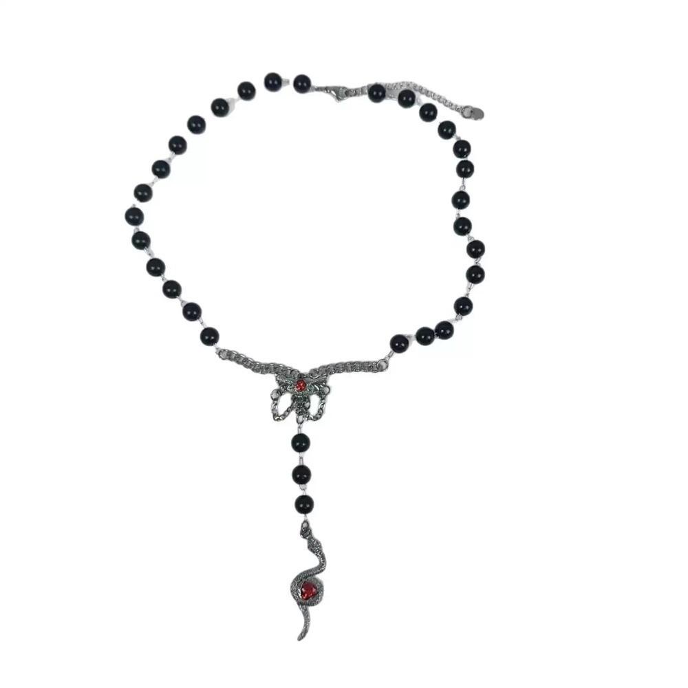 Colorful Flower Retro Double Layer Necklace Vintage Geometric Choker Beaded Sweater Chain Festival