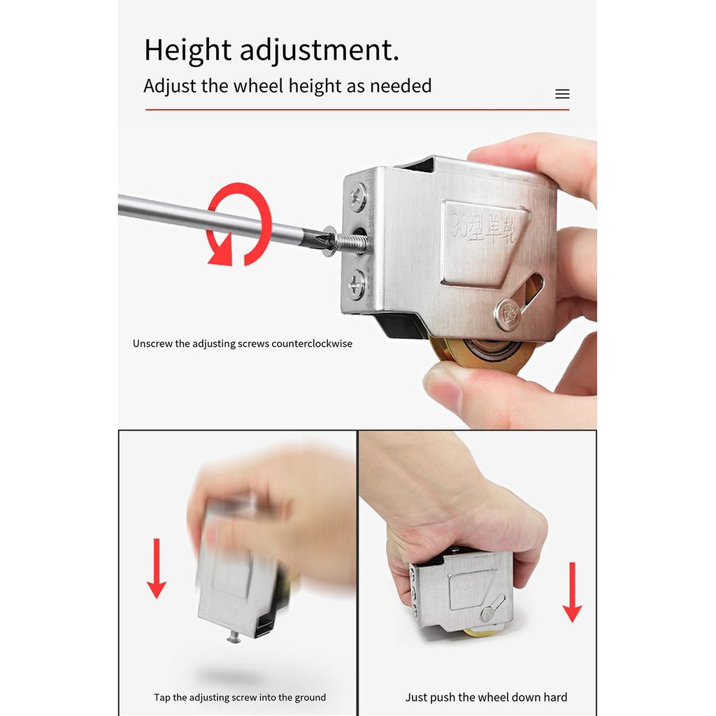 Pack of 2 Sturdy Stainless Steel Double Brass Wheel Bearing Rollers Accessory for Shower Door and Furniture Use