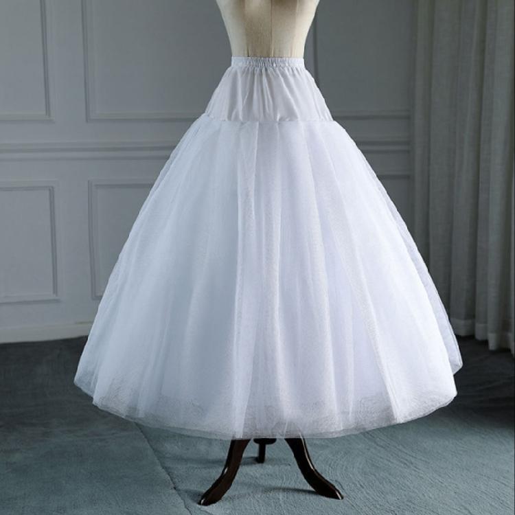 Vloerlengte Petticoats Bruidsslips 4 Lagen Witte Bruidsjurk Crinoline
