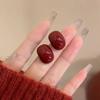 New Year Hot Ankela Red Drip Glaze Ear Clips, High-Grade Autumn Winter Non-Pierced Temperament Earrings