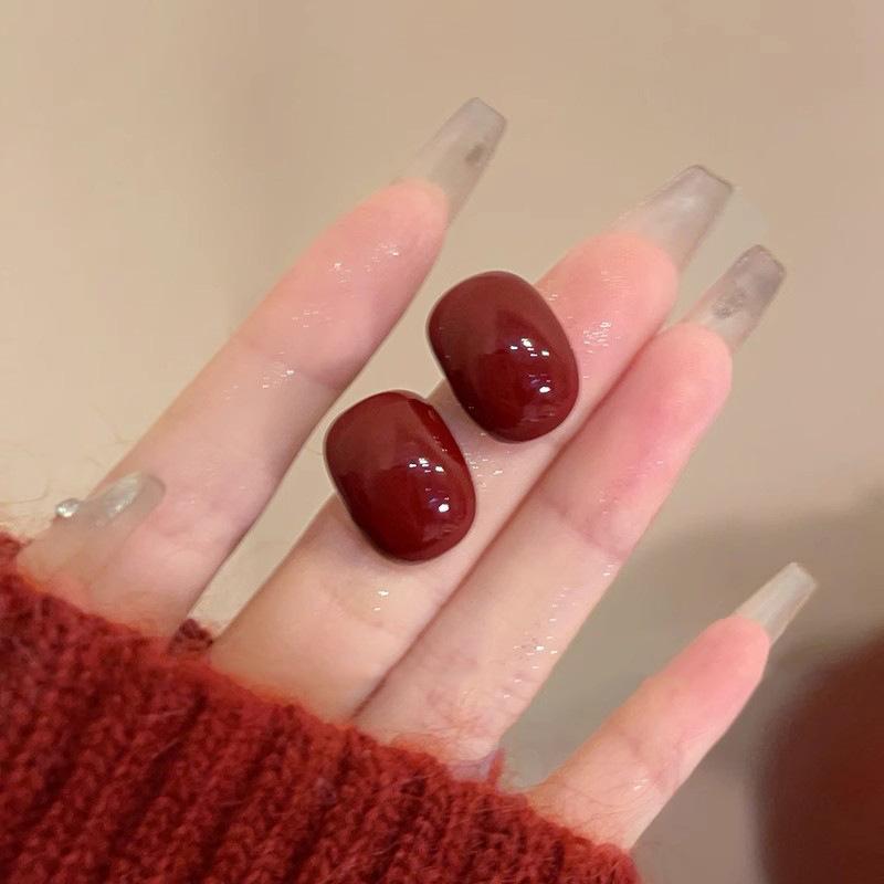 New Year Hot Ankela Red Drip Glaze Ear Clips, High-Grade Autumn Winter Non-Pierced Temperament Earrings