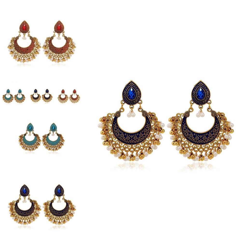 Vintage Indian Inspired Tassel Earrings With Electroplated Finish For Ladies