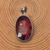 Natürlicher roter Granat Anhänger mit Kette Halskette 925 Sterling Silber Anhänger