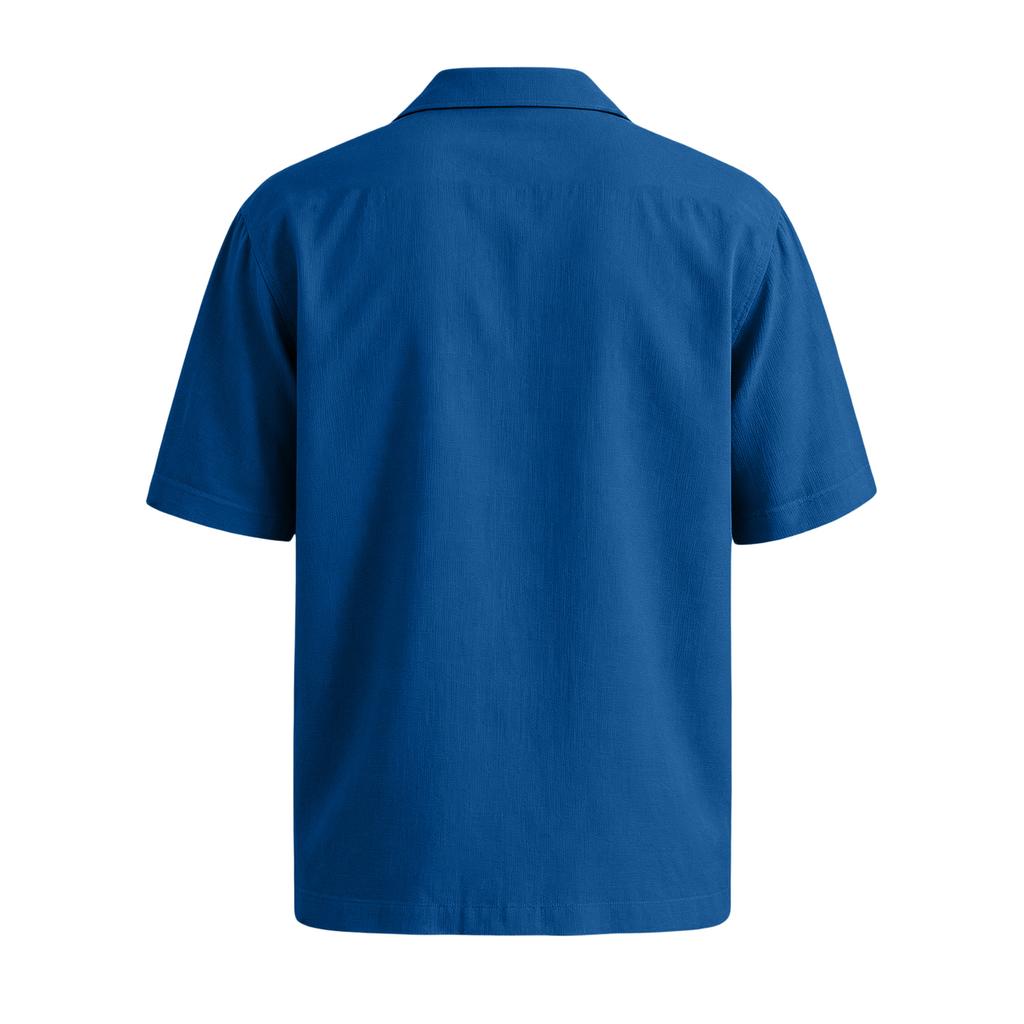 Men's Summer Casual Short-Sleeve Shirt With Collar And Multiple Pockets