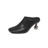 2025 summer new simple comfortable plus size cool slippers square toe fashionable  versatile irregular high-heeled women's shoes