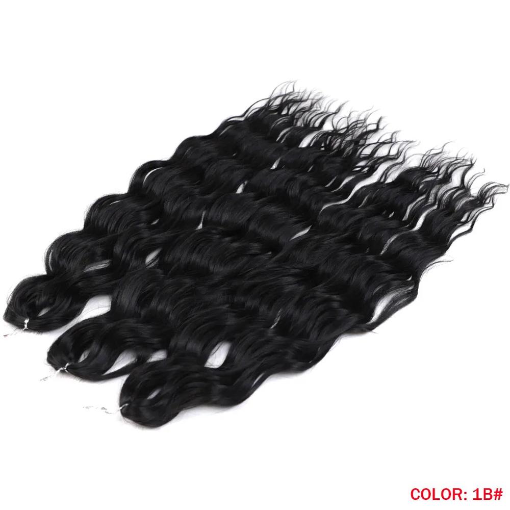 Anna Hair Synthetische, lockere Deep Wave Flechthaar-Extensions, 60 cm (24 Zoll), Wasserwellen-Zopfhaar, dunkelbraunes Twist-Crochet-Lockenhaar