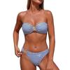 Ins Wind 1011 New European and American Sexy Bikini, Striped Flowers Small Fresh Tube Top Swimsuit Women
