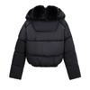 Autumn and winter new women's short down cotton-padded clothes V-neck fashionable loose large fur-neck cotton-padded jacket jacket women's cotton-padd