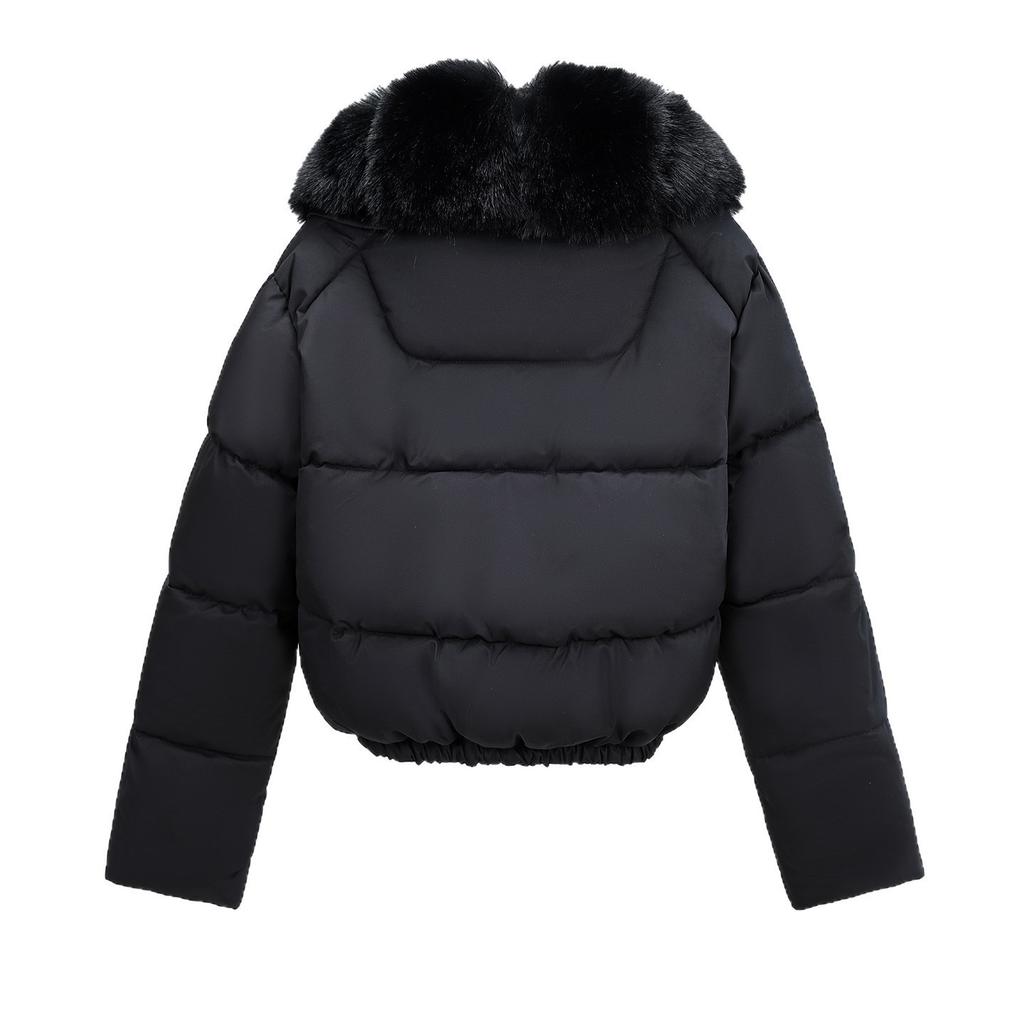 Autumn and winter new women's short down cotton-padded clothes V-neck fashionable loose large fur-neck cotton-padded jacket jacket women's cotton-padd