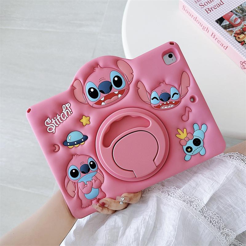 For IPad Air 2 3 4 5 10.9 Mini 6 7 A16 Pro 11 9 8 7th Generation 10.2 10.5 Cute Cartoon Stitch Silicone Tablet Protective Case