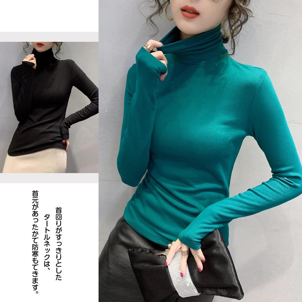 Bolan Verl Rollkragen Lang Slim Slim Größe M Damen T-Shirt, Ärmel, Fleecegefüttert, Passform, Hoher Kragen, Schlicht, Gerippt, Stretch, Passform, Frühling, Herbst,