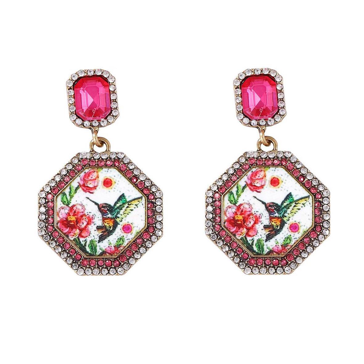 

DIGADAGU Metal Leopard Geometric Dangle Earrings New Simple Vintage Earrings Women Daily Zircon Accessories ярко-розовый