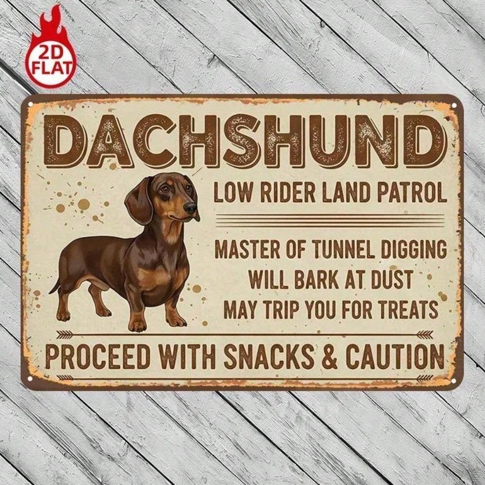 1pc 2D Dachshund Metal Sign, Funny Dog Iron Plaque, Cute Tunnel Digging Pet Wall Art, 8x12in Home Decor