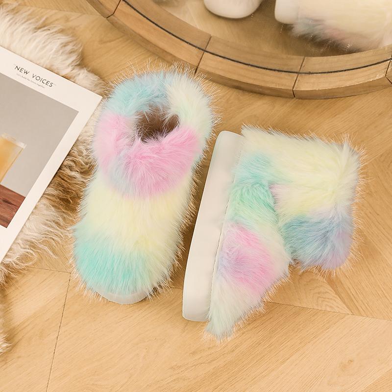 Warm Winter Cotton Shoes Women Warm Fur Home Slippers EVA Non-Slip Plush Slippers Indoor Couple Thick Sole Footwear Slides