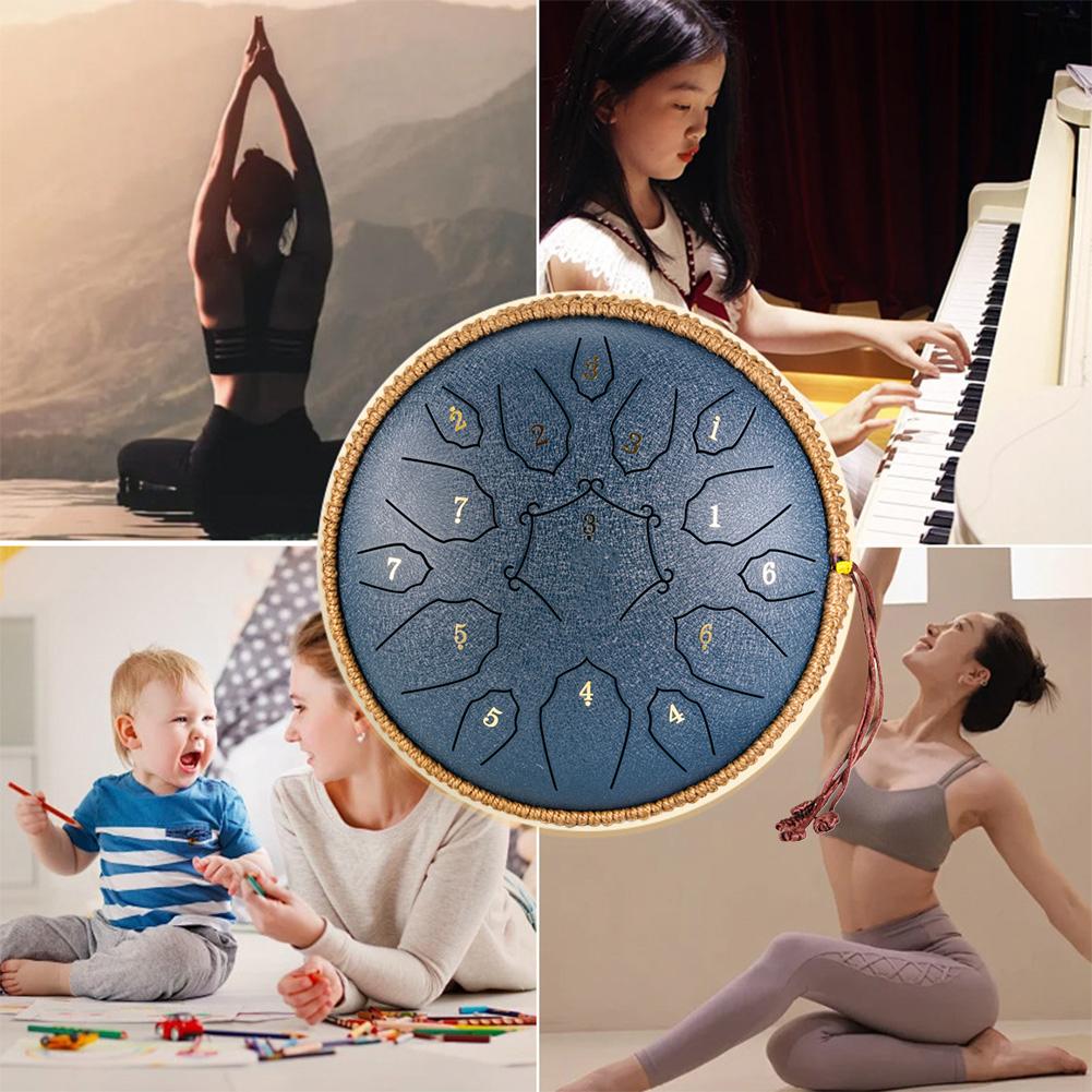 12 Inch D Tone Ethereal Drum Yoga Meditation Sound Healing 15 Notes Percussion Musical Instrument Child Beginner Hand Drum Acces
