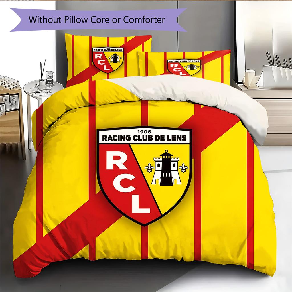 Racing Club De Lens Pattern Bedding Quilt Set Home Decoration Gift (1 * Duvet Cover + 2 * Pillowcase Without Core)