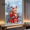 Removable Home Decor Stickers 2 Pcs Christmas Window Stickers, Cartoon Cute Deer Rabbit Cling, Easy Decals Winter Snowflakes Static for School Office