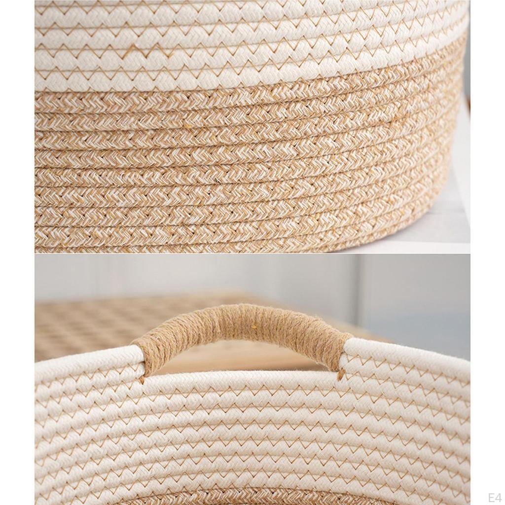 Rope Woven Basket Cat Dog Toy Bin Rectangle Sturdy Storage Large Capacity for Living Room