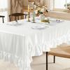 Gold Satin Tablecloth Rectangle Ruffled Table Cover,Ruffle Table Skirt for Kitchen Dining Weddings Dining Table Home Decoration