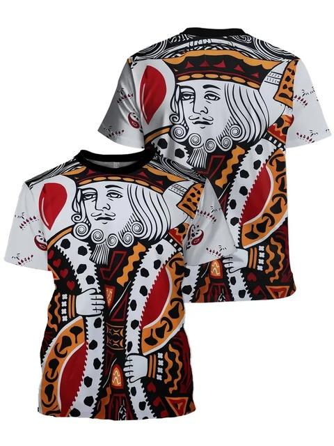 New 3D Poker King Pattern Casual Short Sleeve T-shirt Men's Comfortable T-shirts Streetwear