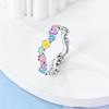 Pandach Genuine Copper Color Luxury Rings Colorful Polygonal Cz Round Lucky Flower Rings For Women Jewelry Creation Engagement Wedding Present