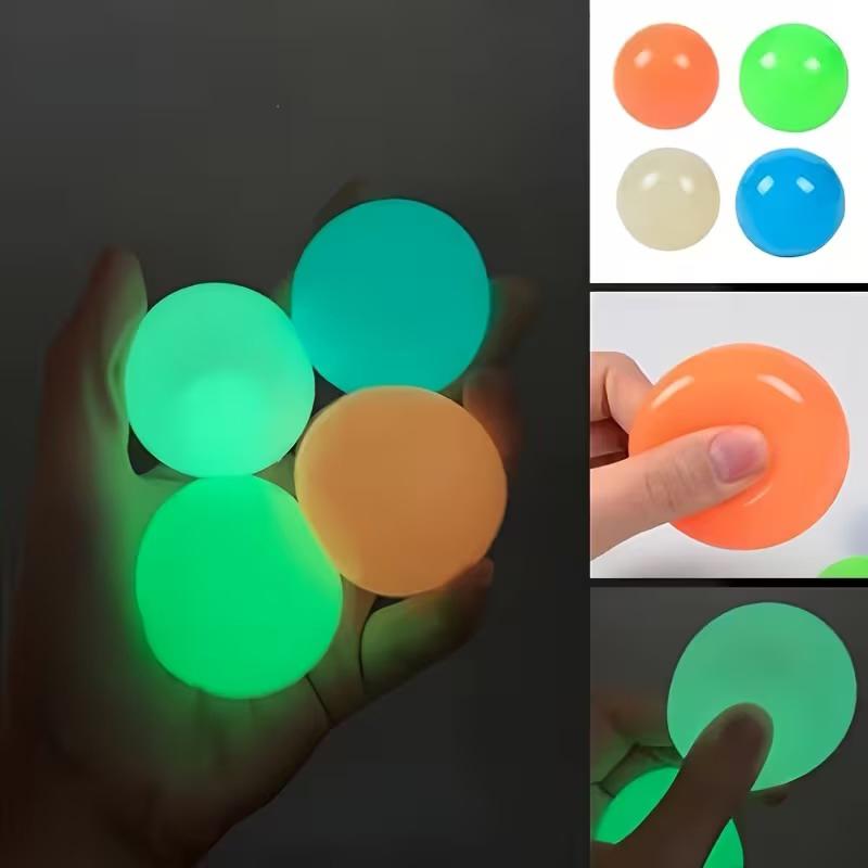 Glow-in-the-Dark Sticky Ceiling Balls 5/10Pcs Sticky Glows Balls Fidget Toys Stress Relief Sensory Toys Wall & Ceiling Decor