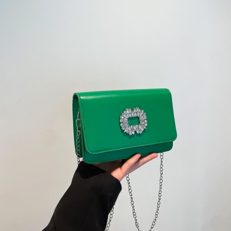 Simple rhinestone 2025 new fashion diamond-encrusted chain single shoulder crossbody small square women's bag