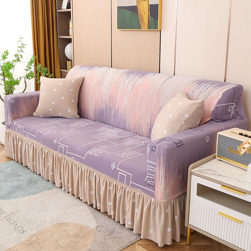 Printed Sofa Cover Stretch Couch Covers Patterned Slipcovers With Skirt Washable Spandex Furniture Protector For Living Room