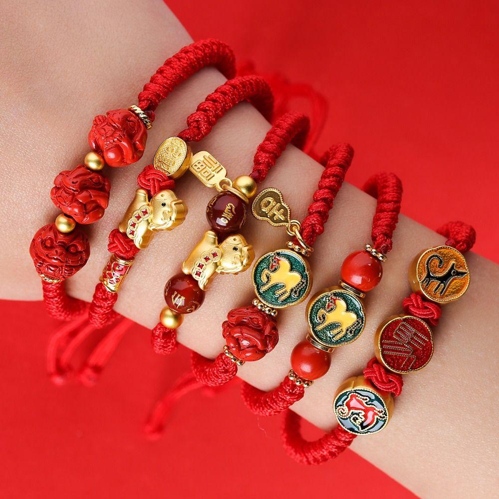 Calabash Zodiac Horse Bracelet Year of The Horse Chinese Red Handrope Decoration